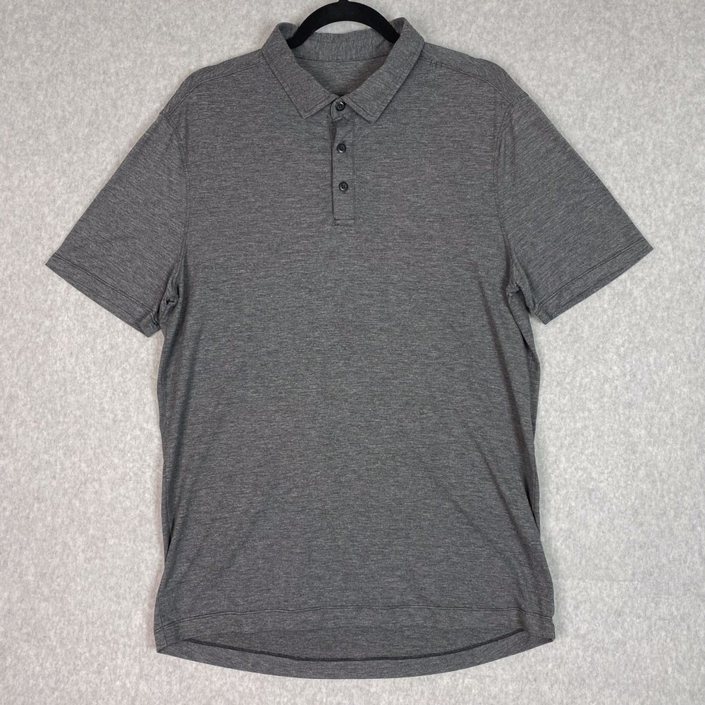 Lululemon Shirt Mens L Grey Short Sleeve Polo